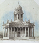 2006BC3242-01
&copy; Victoria and Albert Museum, London
Architectural design for a building in classical style, by Samuel Huggins. England, late 19th century
