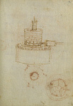 2006AW1408-01
&copy; Victoria and Albert Museum, London
Sketch of machinery, by Leonardo da Vinci. Italy, 15th-16th century