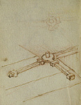 2006AW1444-01
&copy; Victoria and Albert Museum, London
Sketch of machinery, by Leonardo da Vinci. Italy, 15th-16th century