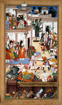 2006BE8056-01
&copy; Victoria and Albert Museum, London
The Submission of The Rebel Brothers Ali Quli Khan and Bahadur Khan to Akbar in 1561, by Madhav Kalan. India, 16th century