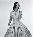 1000LM1191-01
&copy; John French
A poplin shirtwaister from Horrockses Fashions Spring-Summer collection, photo John French. London, UK, 1956