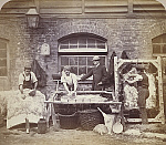 2006BC5139-01
&copy;
Three Wool Dressers at Work, Neckinger Mills, Bermondsey, photo Geoffrey Bevington. London, England, mid-19th century