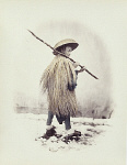 2006BC5274-01
&copy; Victoria and Albert Museum, London
A workman in rain dress, photo Felice Beato. England, late 19th century