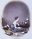 2006BC8137-01
&copy; Victoria and Albert Museum, London
A Japanese girl at her toilet, photo Felice Beato. Japan, 19th century