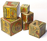 2006AU9221-01
&copy; Victoria and Albert Museum, London
Alphabet nesting boxes, learning toy by J.A. Crandall. USA c.1885